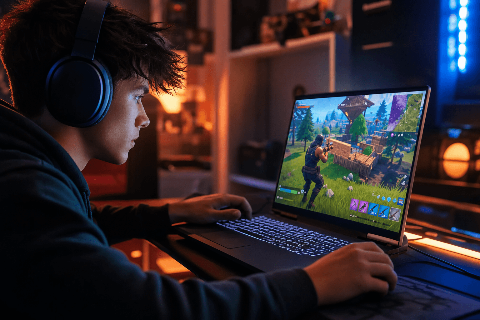 Gamer playing Fortnite after optimizing with REFLUX